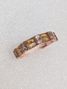 NWOT Bomb Party Stunning LC Yellow Sapphires CZ Crystal Band Style Size 9 Ring